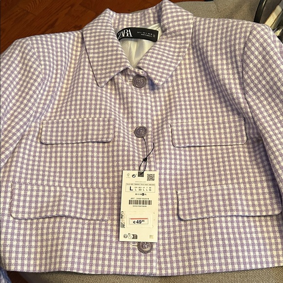 Zara Lavender Gingham Blazer - Picture 4 of 7